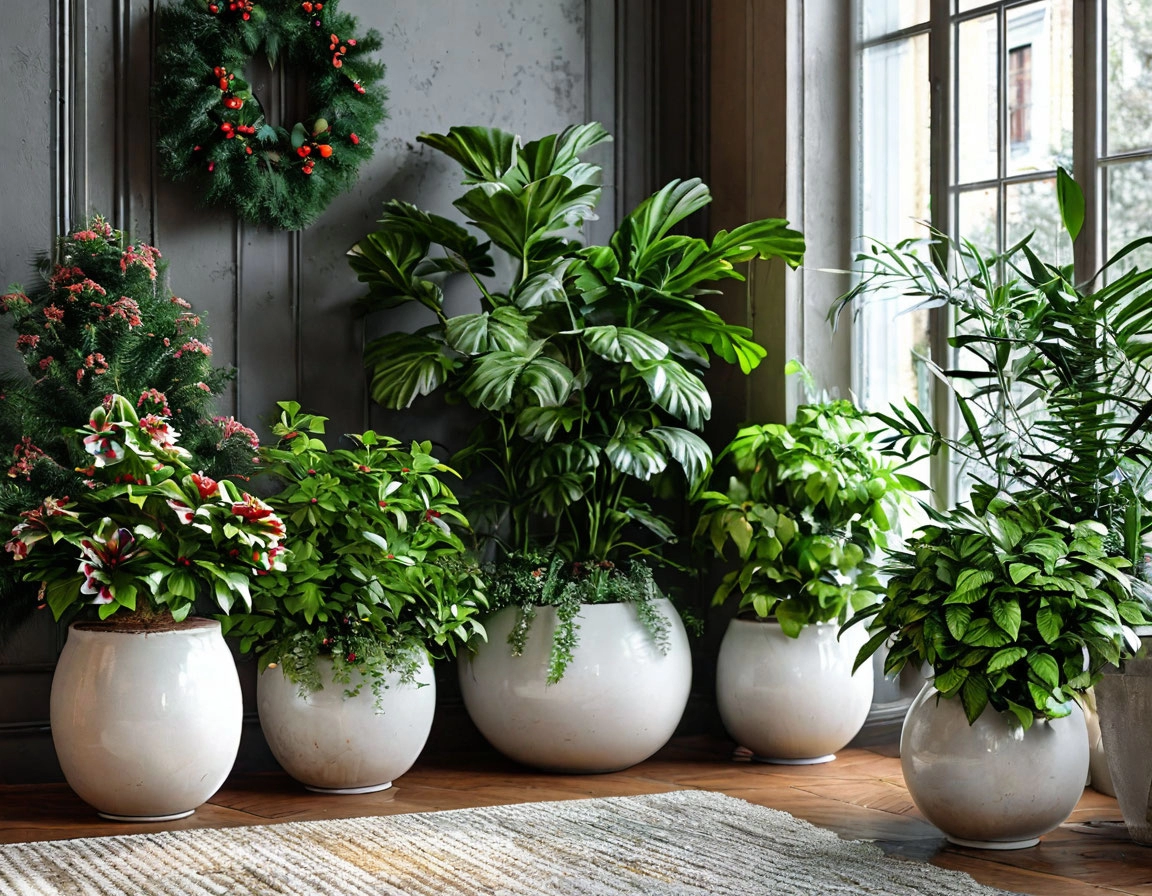 Decorating houseplants for Christmas ideas