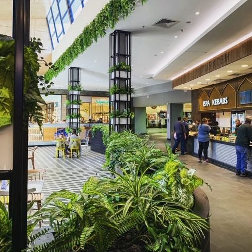 About Us shopping center decor with fake plants e1681452951681