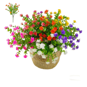 ‌UV Resistant Faux Camellia & Seven-forked Eucalyptus - Realistic Artificial Flowers for Landscaping, Hotel, and Indoor Decor‌