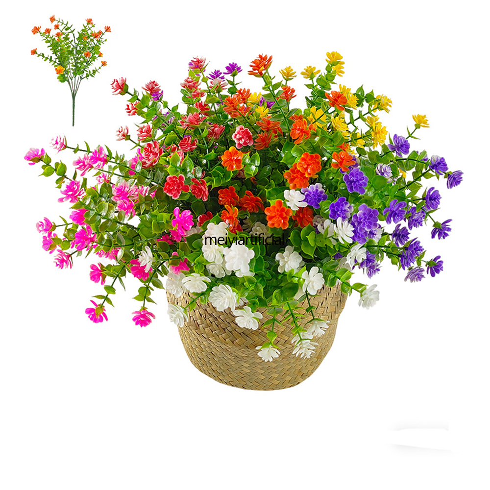 UV Resistant Faux Camellia & Seven-forked Eucalyptus - Realistic Artificial Flowers for Landscaping, Hotel, and Indoor Decor UV Resistant Faux Camellia & Seven-forked Eucalyptus - Realistic Artificial Flowers for Landscaping, Hotel, and Indoor Decor