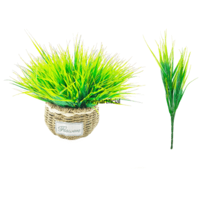 Artificial Wheat Grass (35cm) - UV Resistant Faux Greenery, Outdoor Plastic Plant for Porch & Garden Decoration