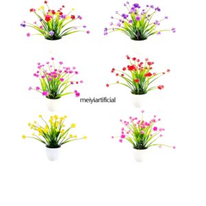 31cm artificial grass with plastic flowers for living room decor
