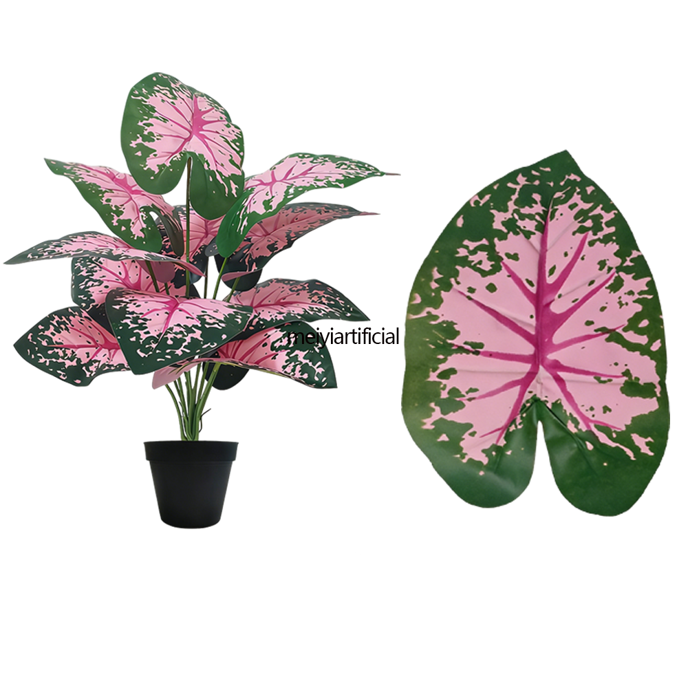 57cm/72cm/81cm Artificial Caladium Bicolor Plant With Built-in Adjustable Steel Wire - Red & Green Taro Leaf Potted Plant for Home, Office & Wedding Decor 57cm/72cm/81cm Artificial Caladium Bicolor Plant With Built-in Adjustable Steel Wire - Red & Green Taro Leaf Potted Plant for Home, Office & Wedding Decor