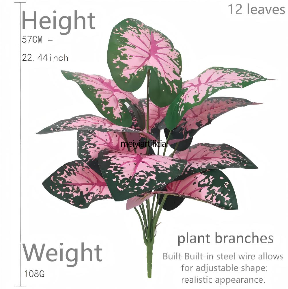 57cm/72cm/81cm Artificial Caladium Bicolor Plant With Built-in Adjustable Steel Wire - Red & Green Taro Leaf Potted Plant for Home, Office & Wedding Decor 57cm/72cm/81cm Artificial Caladium Bicolor Plant With Built-in Adjustable Steel Wire - Red & Green Taro Leaf Potted Plant for Home, Office & Wedding Decor