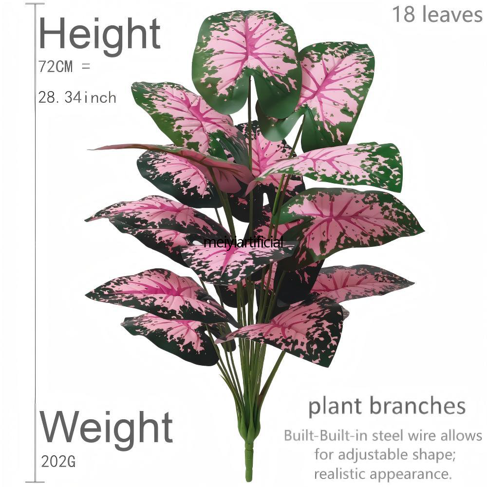 57cm/72cm/81cm Artificial Caladium Bicolor Plant With Built-in Adjustable Steel Wire - Red & Green Taro Leaf Potted Plant for Home, Office & Wedding Decor 57cm/72cm/81cm Artificial Caladium Bicolor Plant With Built-in Adjustable Steel Wire - Red & Green Taro Leaf Potted Plant for Home, Office & Wedding Decor
