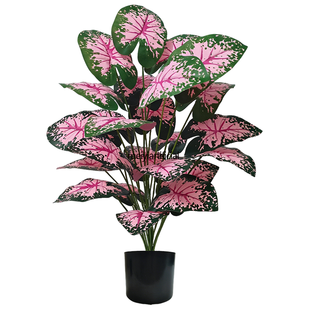 57cm/72cm/81cm Artificial Caladium Bicolor Plant With Built-in Adjustable Steel Wire - Red & Green Taro Leaf Potted Plant for Home, Office & Wedding Decor 57cm/72cm/81cm Artificial Caladium Bicolor Plant With Built-in Adjustable Steel Wire - Red & Green Taro Leaf Potted Plant for Home, Office & Wedding Decor