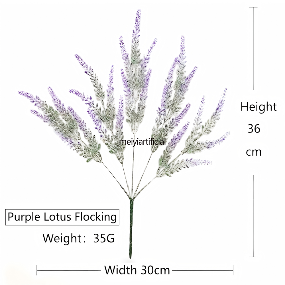 five branched 36cm flocked lavender artificial bouquet for wedding decor five branched 36cm flocked lavender artificial bouquet for wedding decor