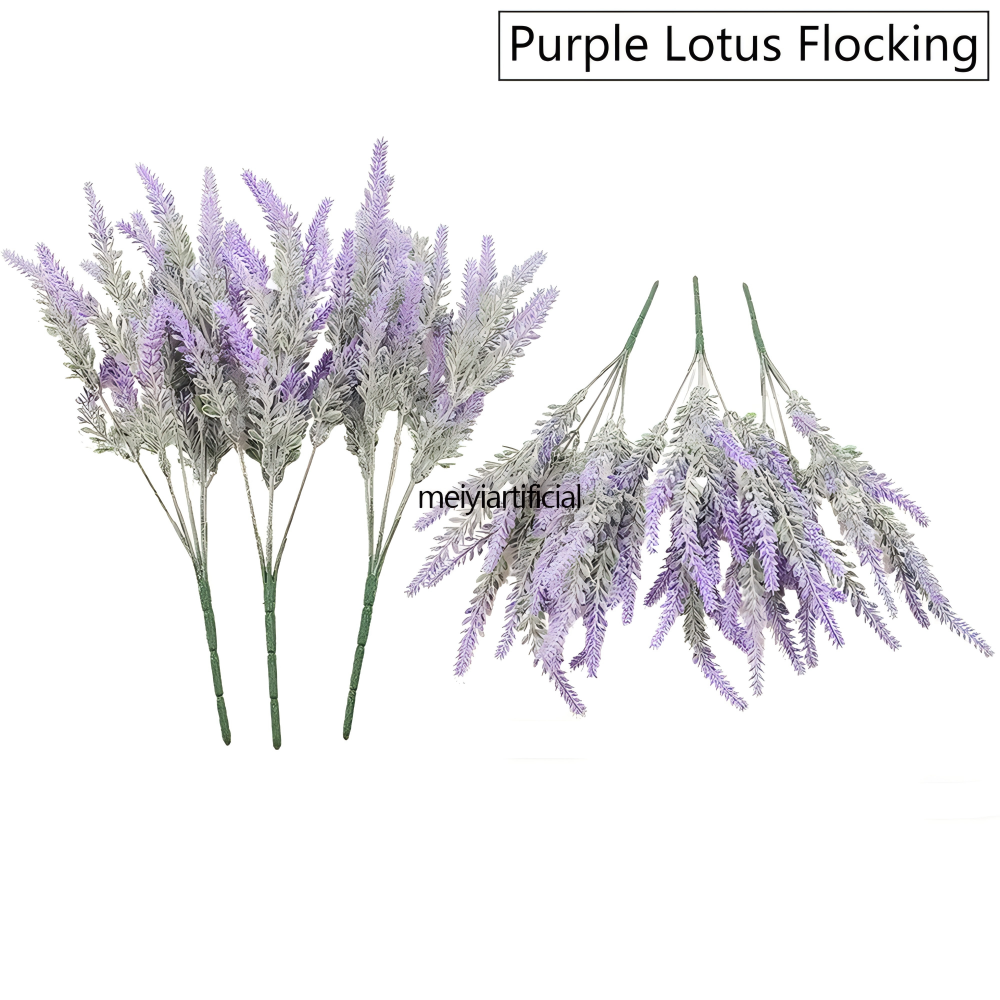 five branched 36cm flocked lavender artificial bouquet for wedding decor five branched 36cm flocked lavender artificial bouquet for wedding decor