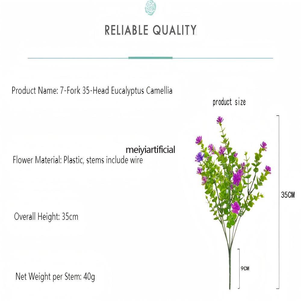 UV Resistant Faux Camellia & Seven-forked Eucalyptus - Realistic Artificial Flowers for Landscaping, Hotel, and Indoor Decor UV Resistant Faux Camellia & Seven-forked Eucalyptus - Realistic Artificial Flowers for Landscaping, Hotel, and Indoor Decor