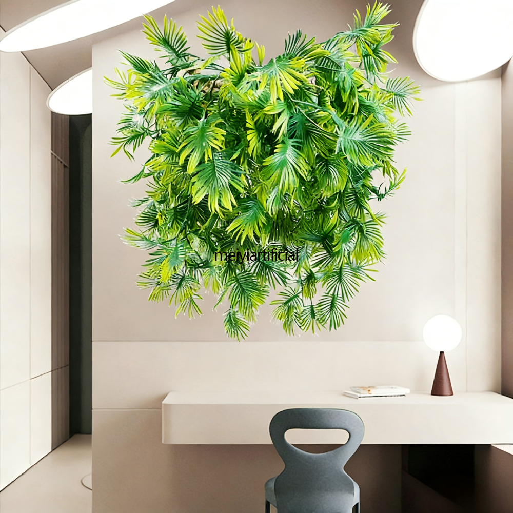 artificial fan palm leaves vine garland for wall and ceiling decor artificial fan palm leaves vine garland for wall and ceiling decor