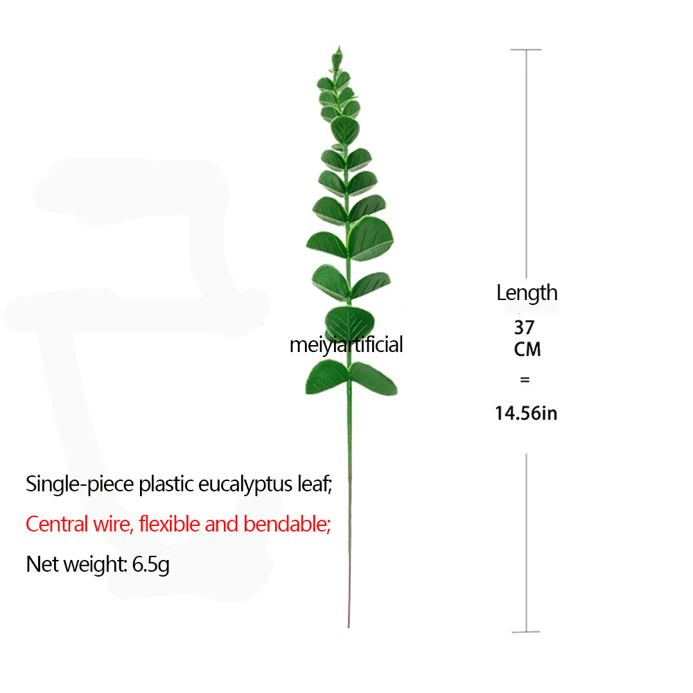 组 3 Artificial Dried Eucalyptus Stem (37cm) - Powder Coated, With Built-in Adjustable Wire - Realistic Fake Potted Plant for Bathroom, Wedding & Home Decor - Image 3