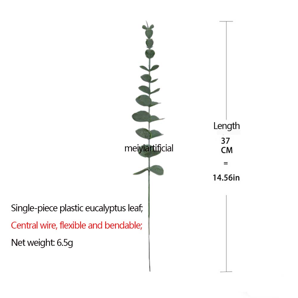 组 4 Artificial Dried Eucalyptus Stem (37cm) - Powder Coated, With Built-in Adjustable Wire - Realistic Fake Potted Plant for Bathroom, Wedding & Home Decor - Image 4