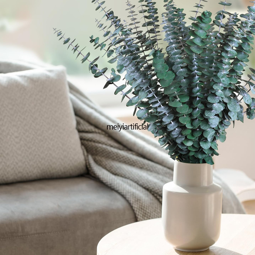 组 5 Artificial Dried Eucalyptus Stem (37cm) - Powder Coated, With Built-in Adjustable Wire - Realistic Fake Potted Plant for Bathroom, Wedding & Home Decor - Image 6