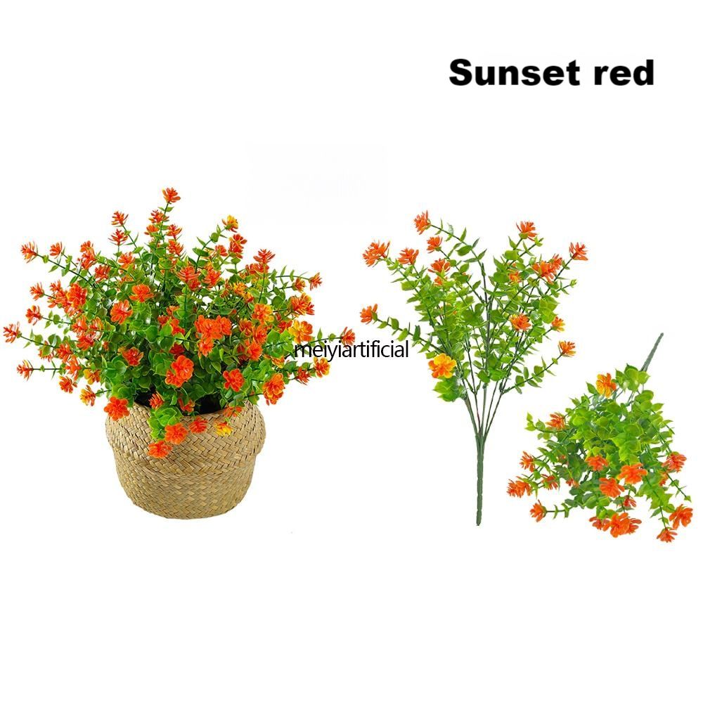 UV Resistant Faux Camellia & Seven-forked Eucalyptus - Realistic Artificial Flowers for Landscaping, Hotel, and Indoor Decor UV Resistant Faux Camellia & Seven-forked Eucalyptus - Realistic Artificial Flowers for Landscaping, Hotel, and Indoor Decor