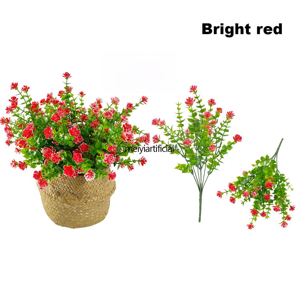 UV Resistant Faux Camellia & Seven-forked Eucalyptus - Realistic Artificial Flowers for Landscaping, Hotel, and Indoor Decor UV Resistant Faux Camellia & Seven-forked Eucalyptus - Realistic Artificial Flowers for Landscaping, Hotel, and Indoor Decor