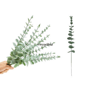 37cm / 14.56in Single Artificial Dried Eucalyptus Stem Faux Dried Eucalyptus Stem Floral Design with Added Powder Eucalyptus, Fake Artificial Dried Eucalyptus Stem Built-in Steel Wire for Bathroom, Wedding and Home Decoration, Baby Shower