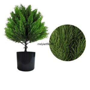 44cm Artificial Christmas Cypress Topiary Pine Tree Cypress Bonsai, Artificial Pine and cypress leaf greening decorations, Faux Shrubs with UV Resistant, With Ground Spike, Lasting Evergreen Bushes Push in Ground Plants for Front Porch (44cm / 17.32 inch)