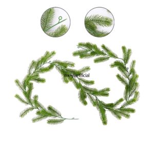 Home 180cm / 70.86 Inch Artificial Christmas Greenery Pine Needle Vine Norfolk Pine Garlands, Encrypted Christmas Artificial Vine Home Decoration Artificial Pine Needle For Fireplace, Dining Table, Stair Railings, Railings, Fences, Walls, Door, Windows, Arch, and Arches