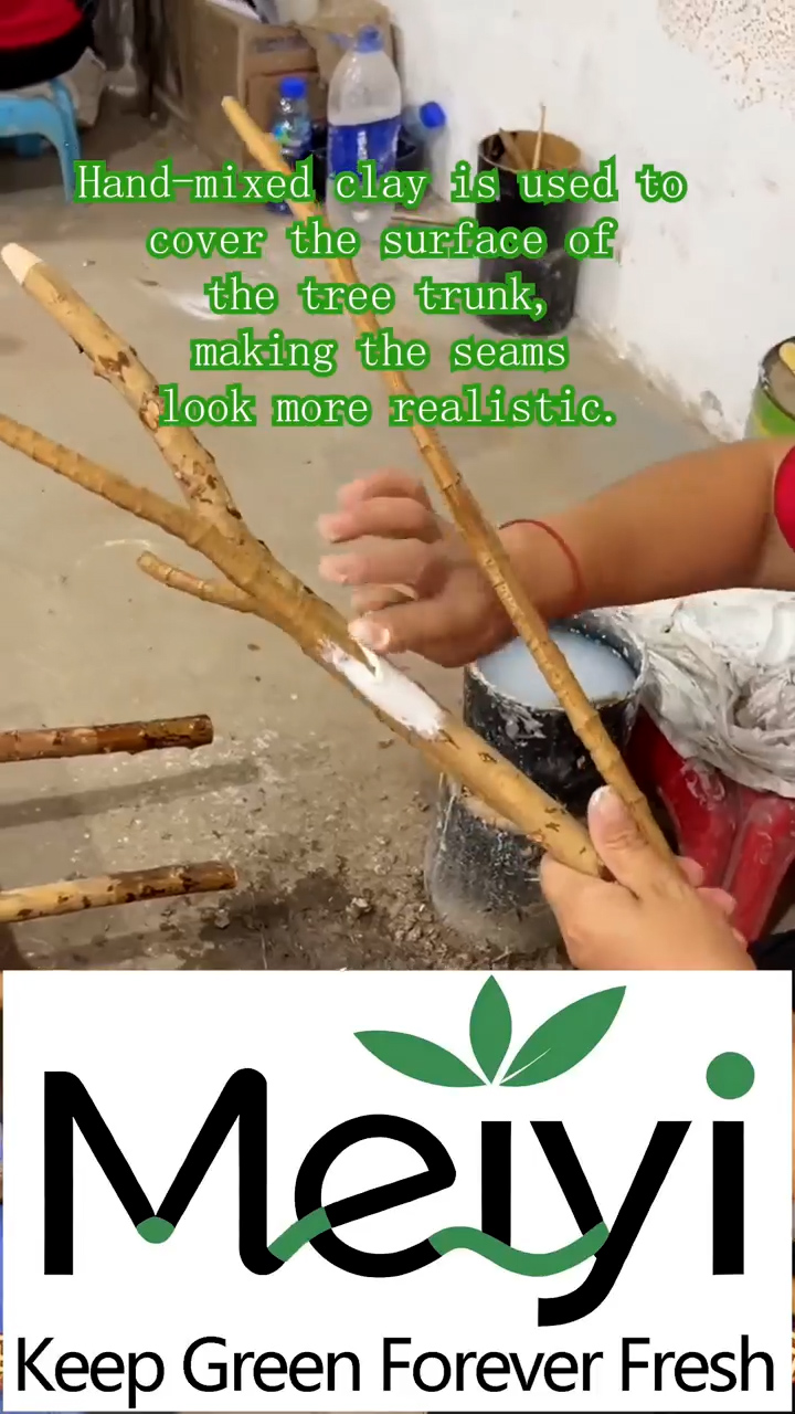 Hand-Mixed Clay Application for Seamless Artificial Tree Trunk Joints