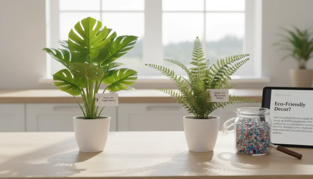 are recycled plastics used in artificial plants en 3