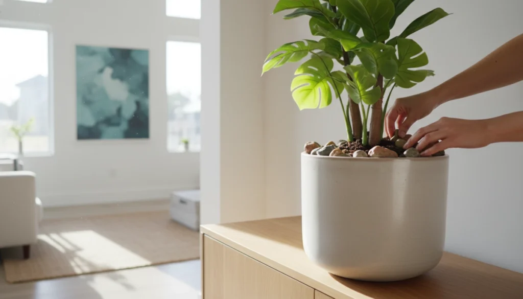 lay down real soil or stones at the bottom of the 1