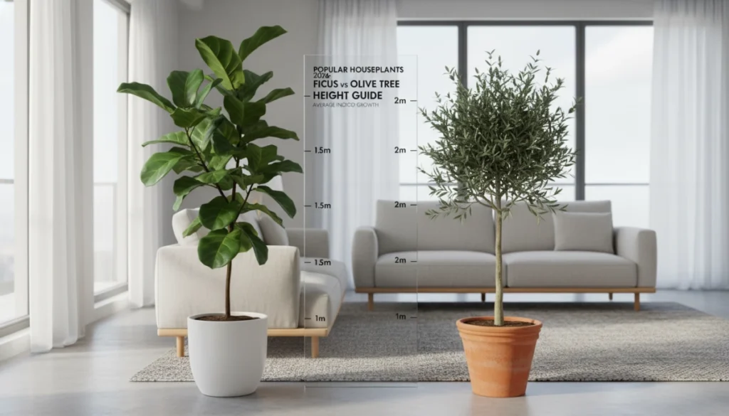 popular houseplants 2026 ficus vs olive tree heigh 1