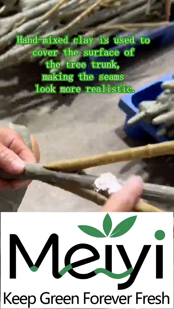 Hand-Mixed Clay Application for Seamless Artificial Tree Trunk Joints