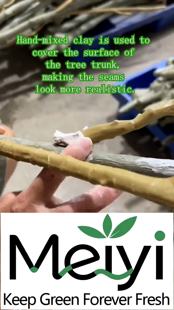 Hand-Mixed Clay Application for Seamless Artificial Tree Trunk Joints